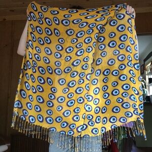 Yellow and Blue Eye Pattern Scarf